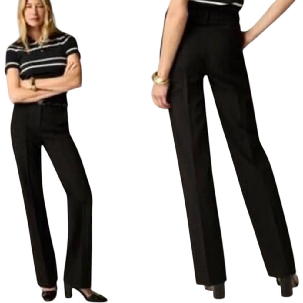 J.Crew Willa Full Length Flare Pant Nova Fides Wool Italian City High Black 8